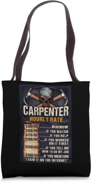 Carpenter Hourly Rate Carpenter Skull woodworker woodworking Tote Bag