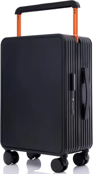 Carry On Luggage 20In Wide Handle PC Hardshell Suitcases with Spinner Wheels & TSA Lock Frameless Luggage Zipperless Luggage, Black