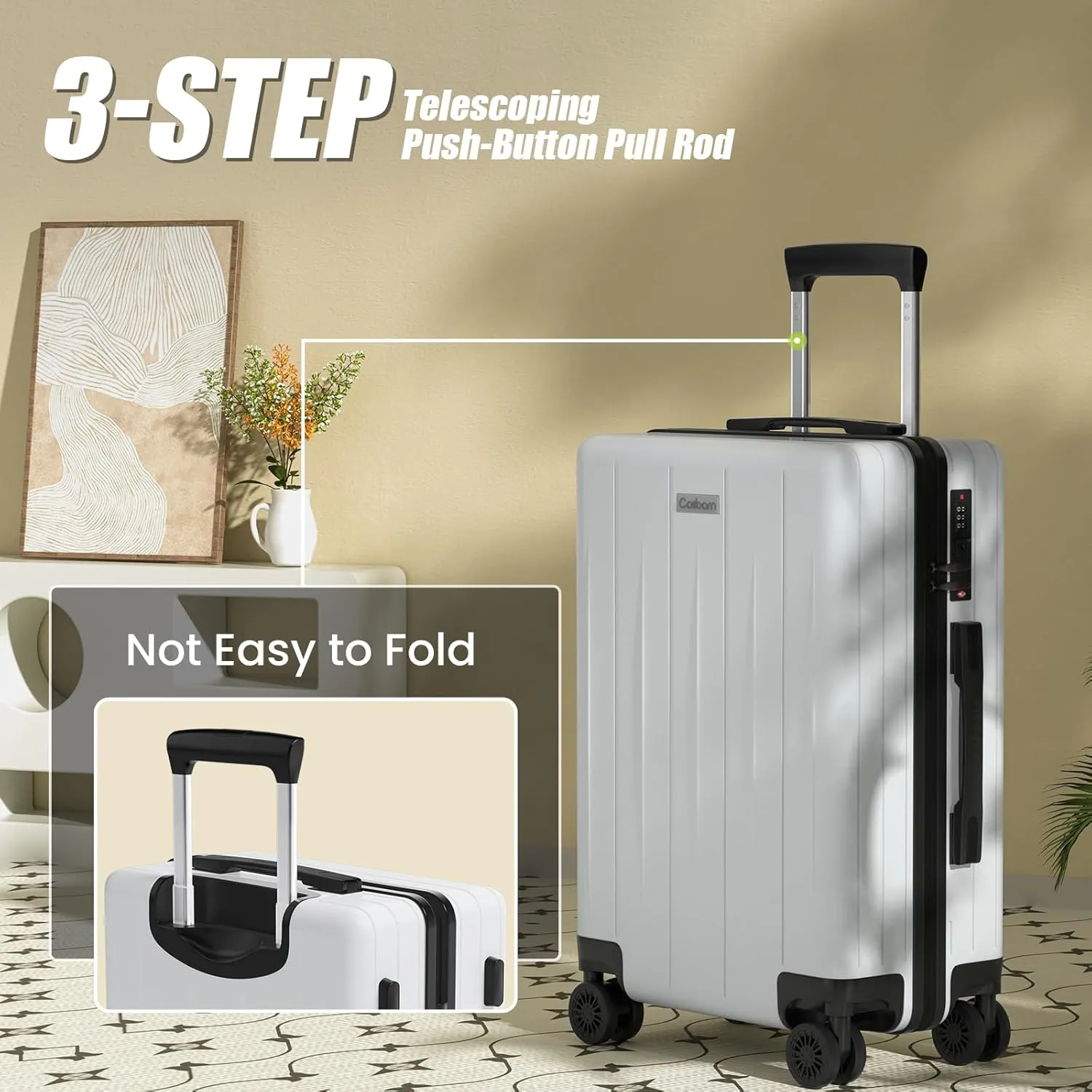 Carry On Luggage 22x14x9 Airline Approved, 20 inch Hard Shell Suitcase, ABS Hardside Suitcases, Lightweight Travel Luggage with 8 Silent Spinner Wheels, Black