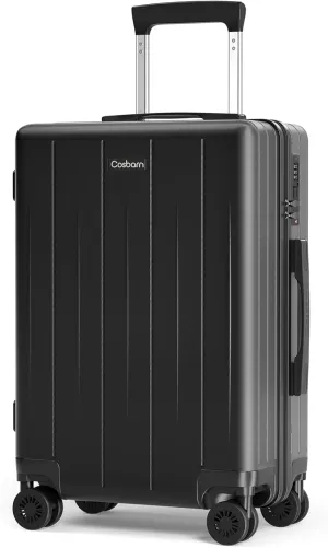 Carry On Luggage 22x14x9 Airline Approved, 20 inch Hard Shell Suitcase, ABS Hardside Suitcases, Lightweight Travel Luggage with 8 Silent Spinner Wheels, Black