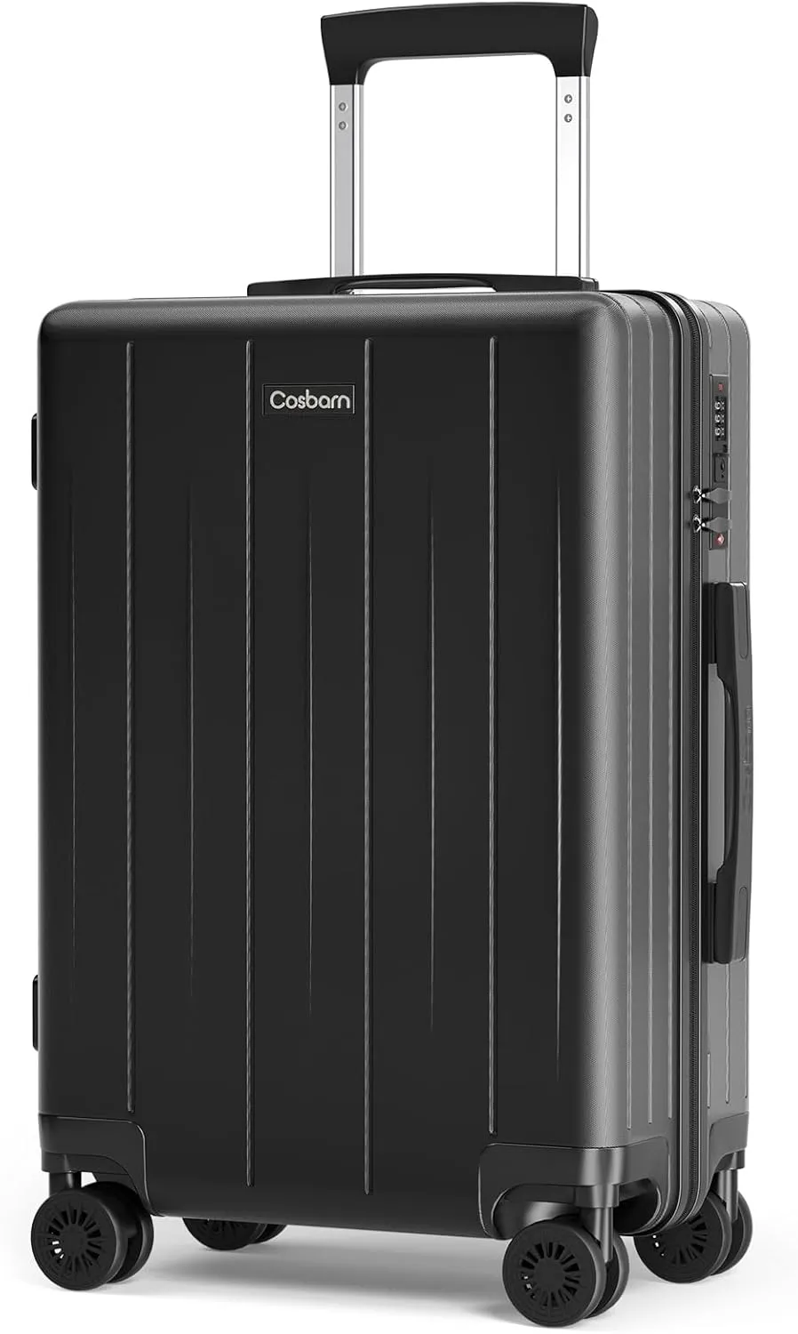 Carry On Luggage 22x14x9 Airline Approved, 20 inch Hard Shell Suitcase, ABS Hardside Suitcases, Lightweight Travel Luggage with 8 Silent Spinner Wheels, Black