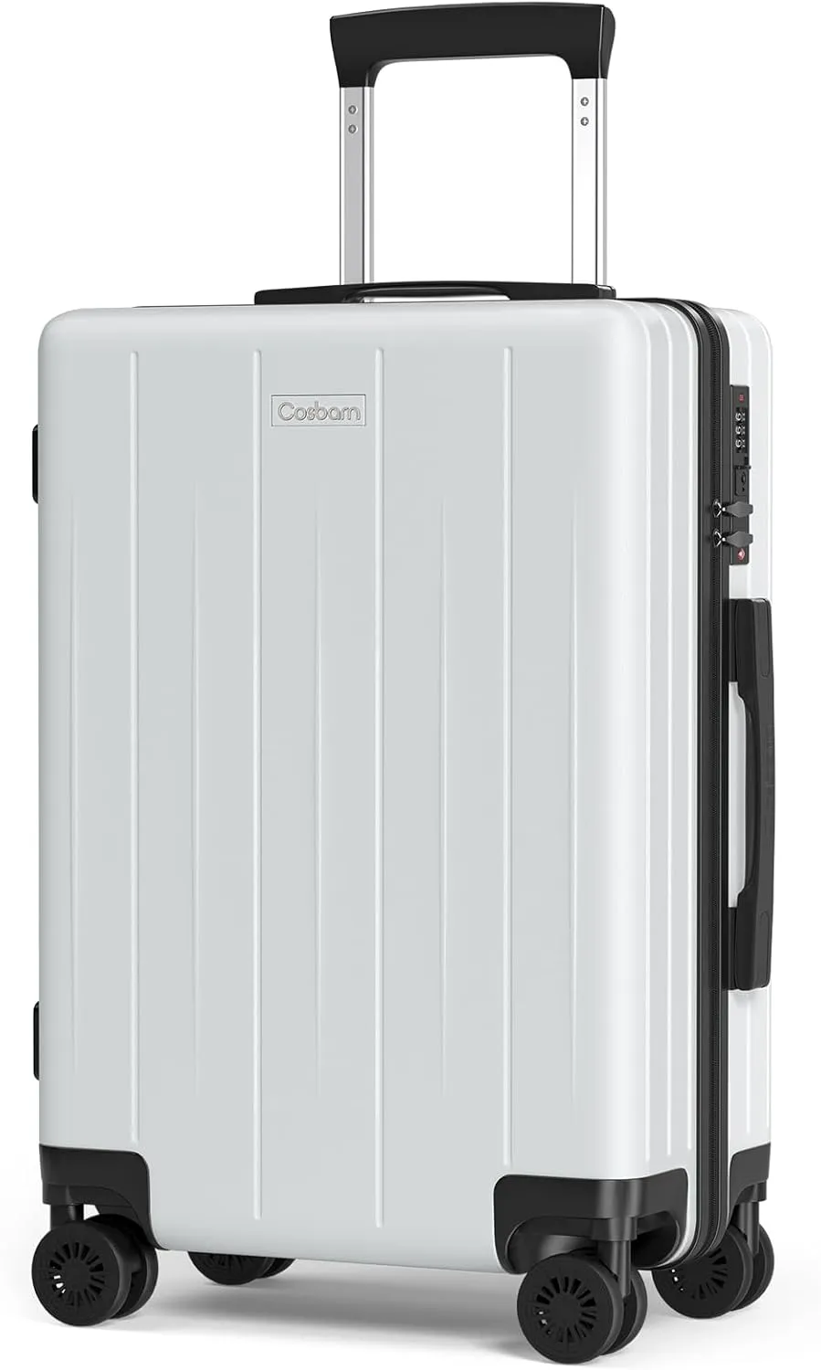 Carry On Luggage 22x14x9 Airline Approved, 20 inch Hard Shell Suitcase, ABS Hardside Suitcases, Lightweight Travel Luggage with 8 Silent Spinner Wheels, PearlWhite