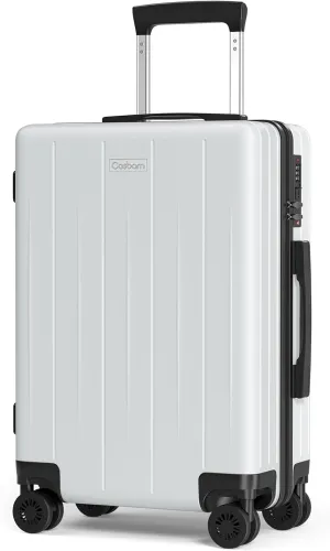 Carry On Luggage 22x14x9 Airline Approved, 20 inch Hard Shell Suitcase, ABS Hardside Suitcases, Lightweight Travel Luggage with 8 Silent Spinner Wheels, PearlWhite