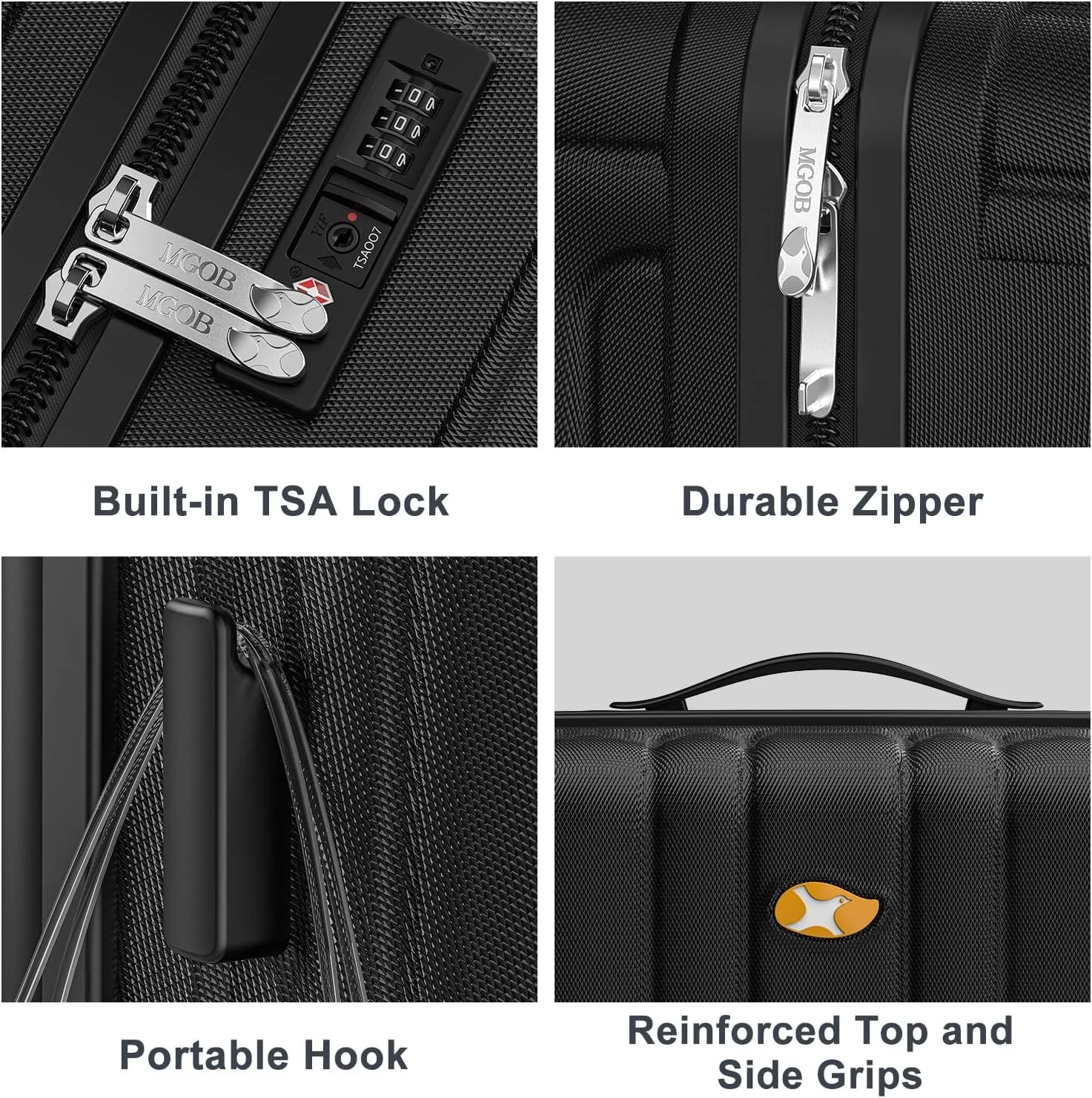 Carry On Luggage 22x14x9 Airline Approved, Hard Suitcases with Spinner Wheels, Polycarbonate Lightweight Luggage, Durable & Stylish, Built-in TSA Lock, Black