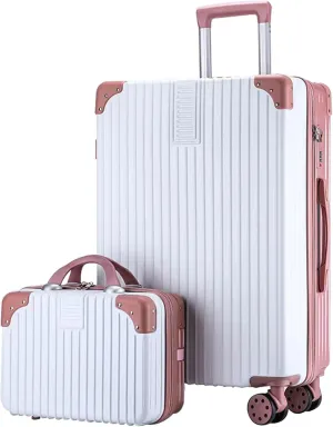 Carry On Luggage, External USB Port, Ergonomic Design Anti-friction And Anti-slip, Lightweight Suitecase, For Travel Schools (Color : 22 Bag, Size : Rose White)