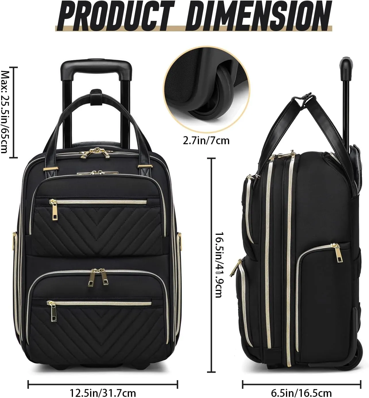 Carry-On Underseat Luggage with Wheels,Underseat Lightweight Suitcase for Women Men,16 inch Airlines Luggage for Overnight Business Travel