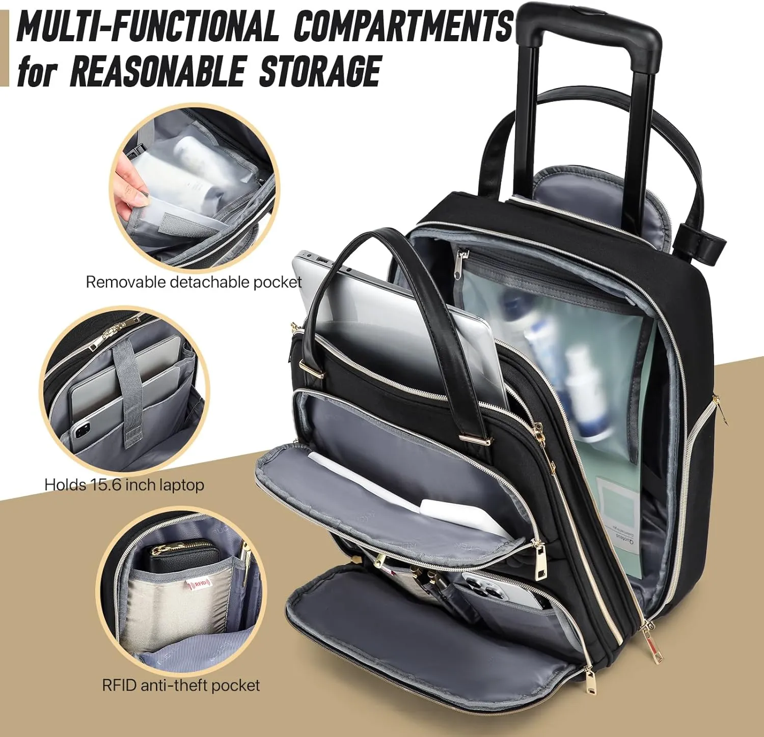 Carry-On Underseat Luggage with Wheels,Underseat Lightweight Suitcase for Women Men,16 inch Airlines Luggage for Overnight Business Travel
