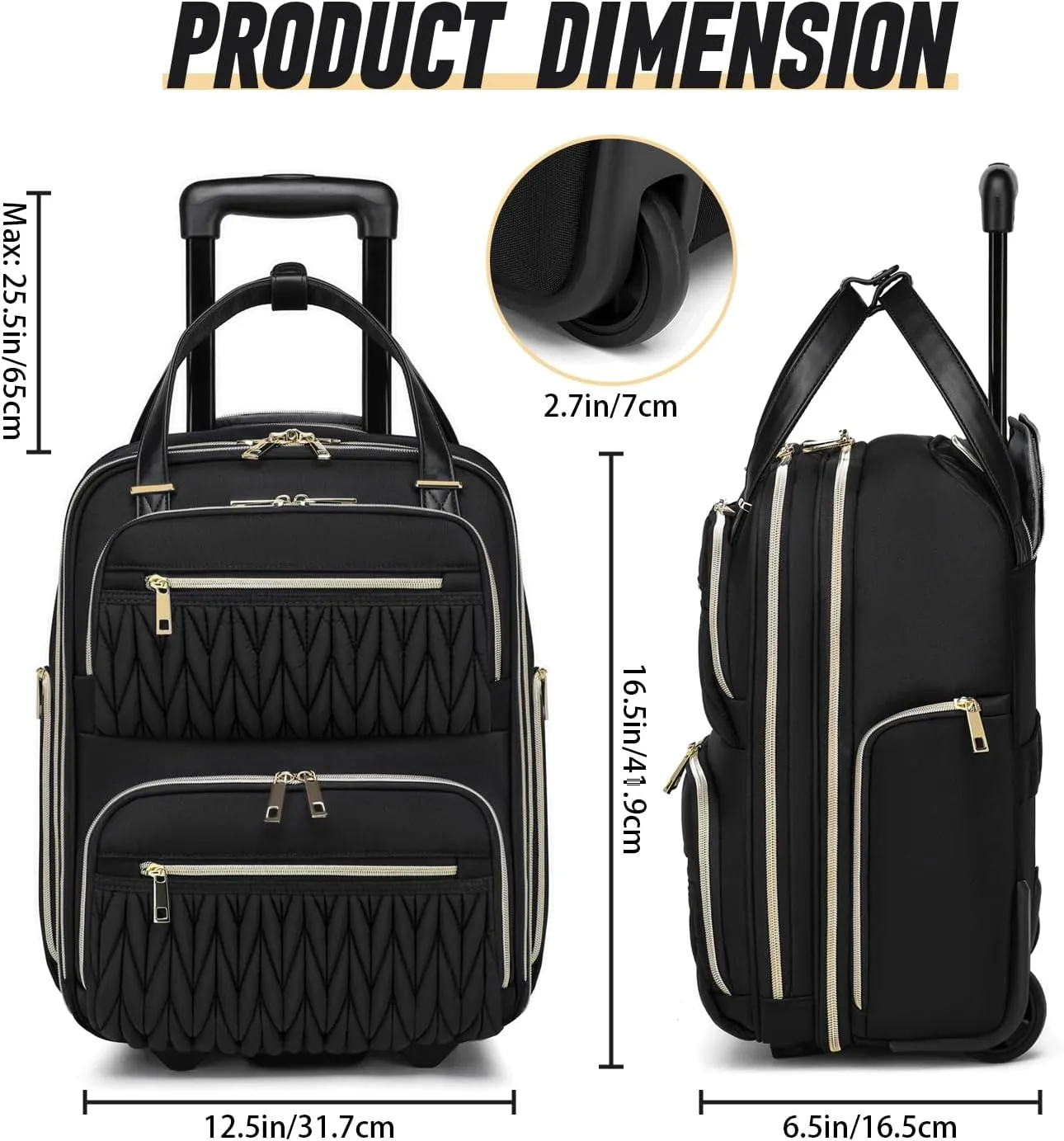 Carry-On Underseat Luggage with Wheels,Underseat Lightweight Suitcase for Women,16 inch Airlines Luggage for Overnight Business Travel