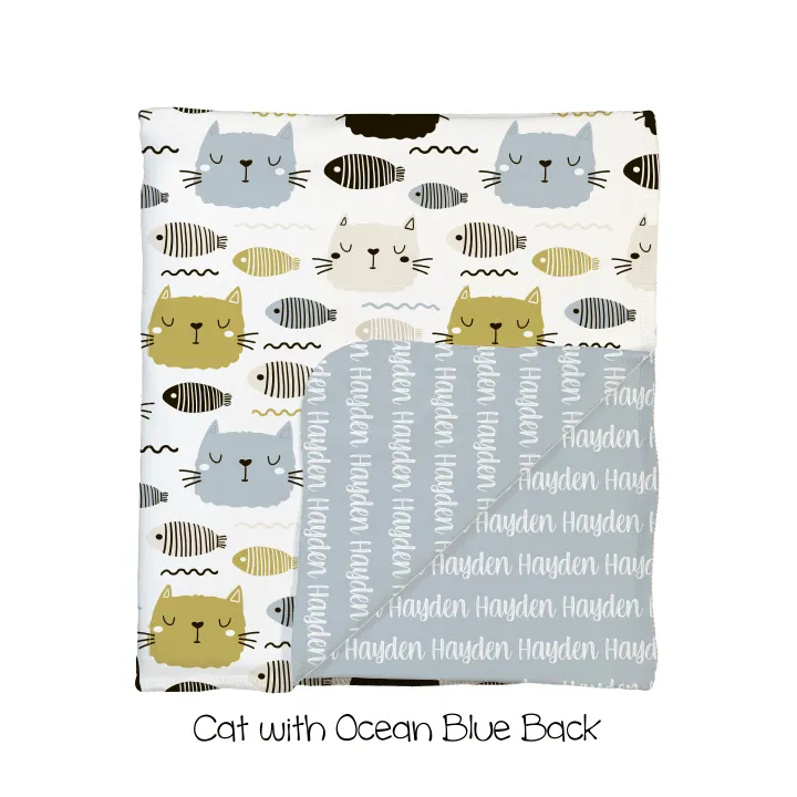 Cat & Fish 2-Sided Swaddle