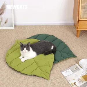 Cat Bed Mat Leaf Shape Washable Double-sided Use