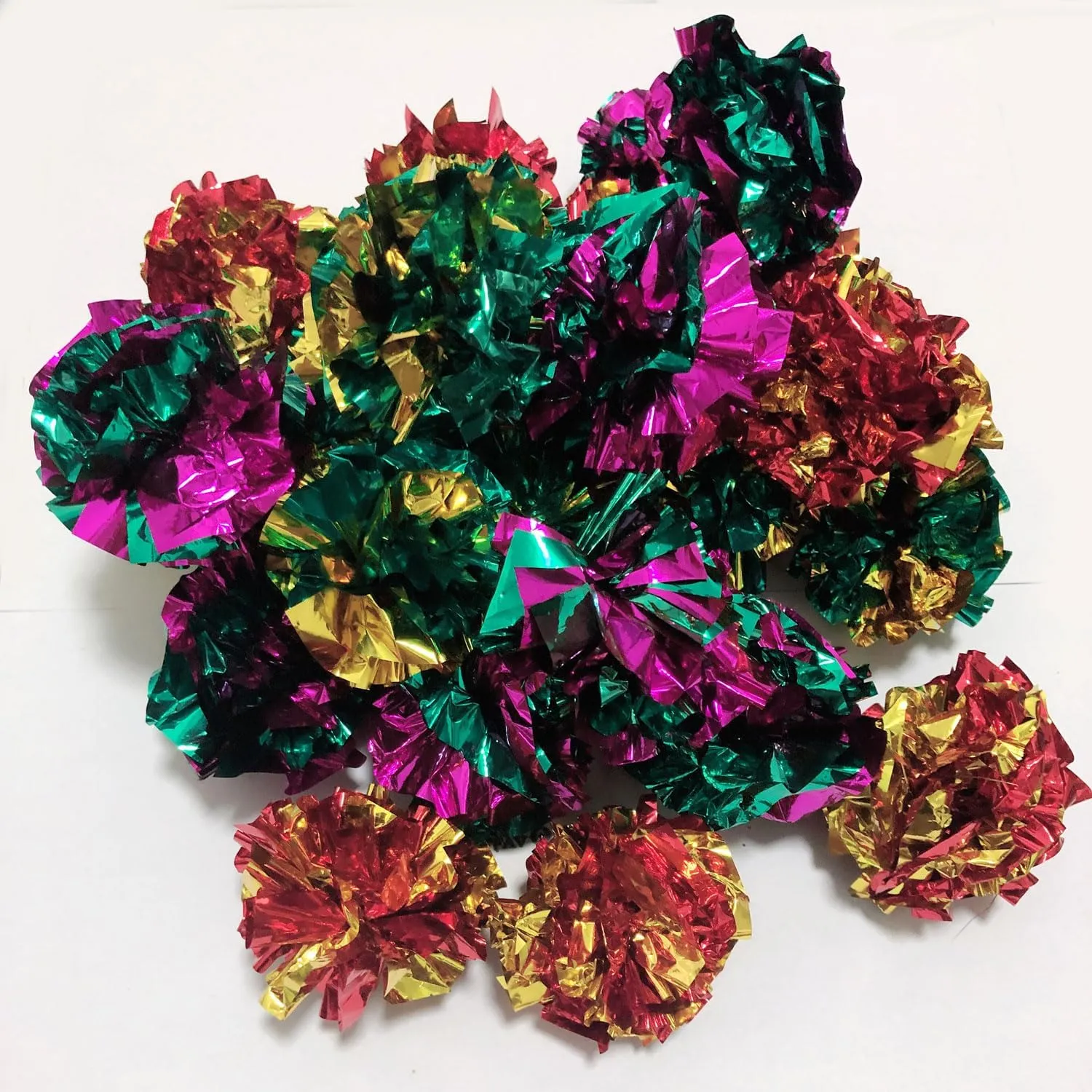 Cat Crinkle Toys Balls 100 Pack - Large Mylar Crinkly Cat Toys Foil Balls for Indoor Cats, Gift Box and Lightweight.