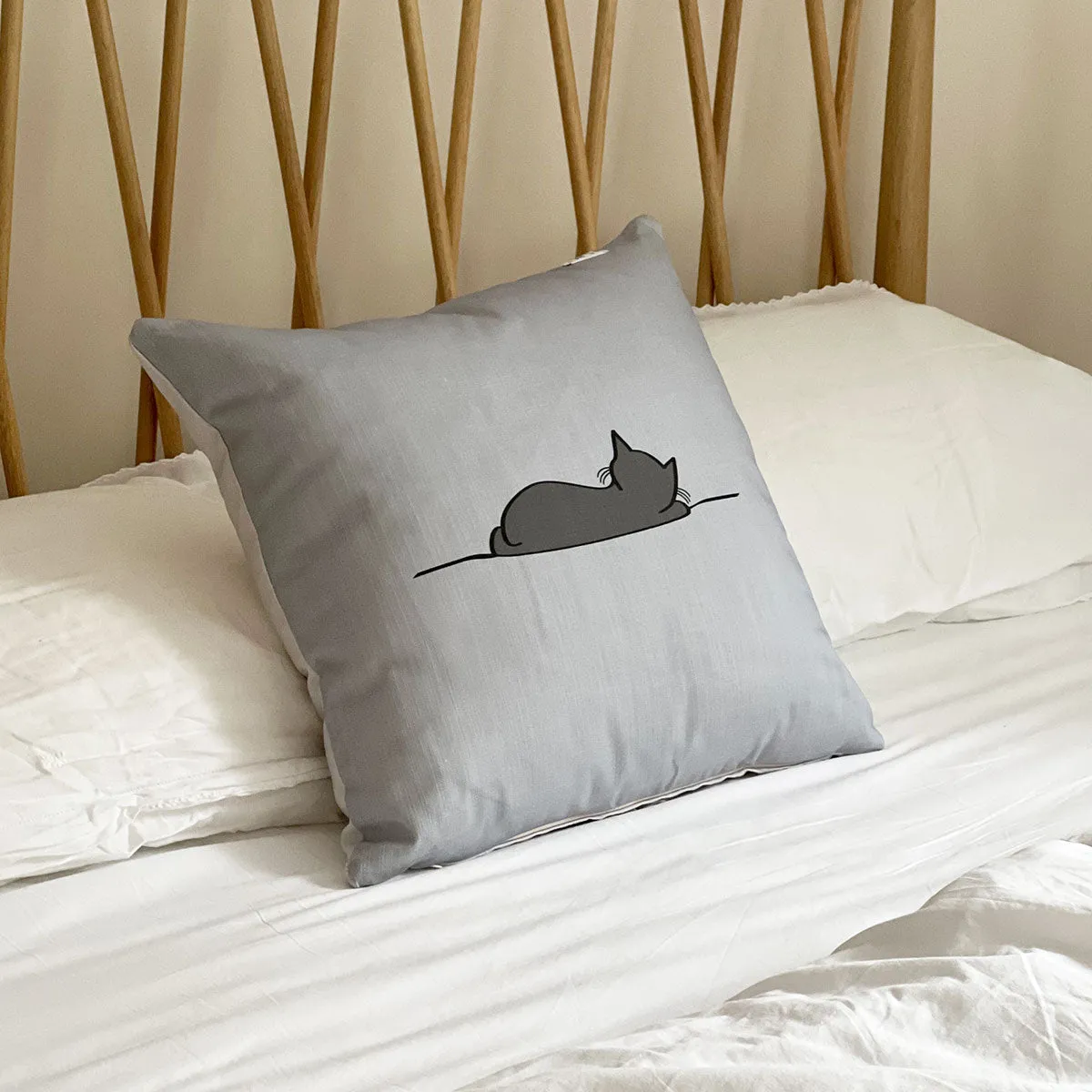Cat Cushion with Sitting Cat and Sleeping Cat
