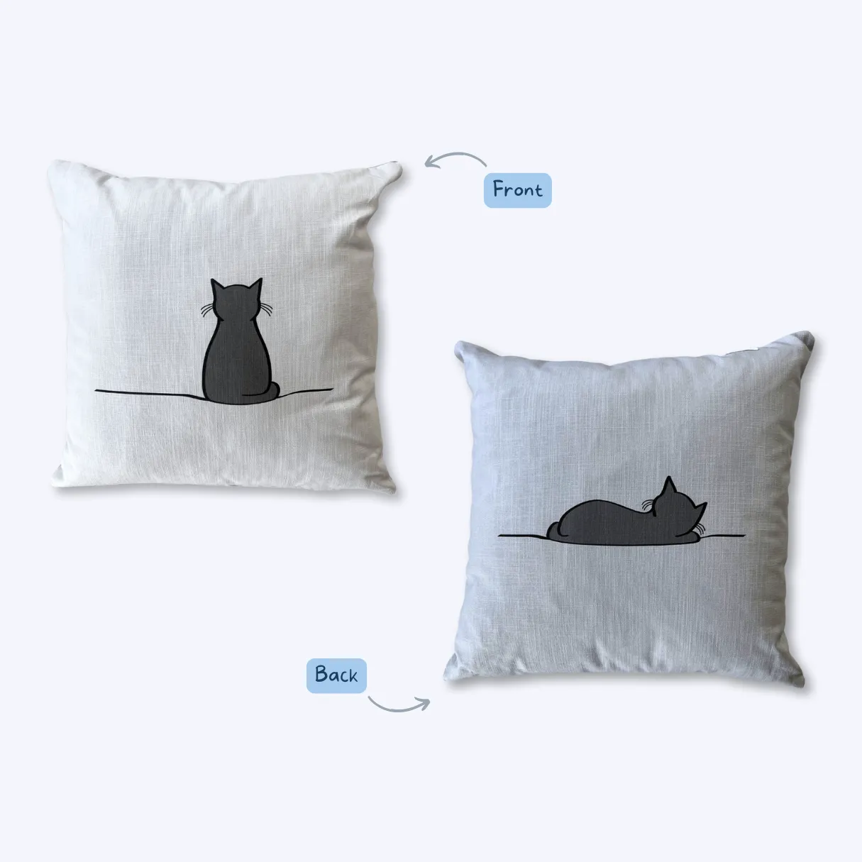 Cat Cushion with Sitting Cat and Sleeping Cat