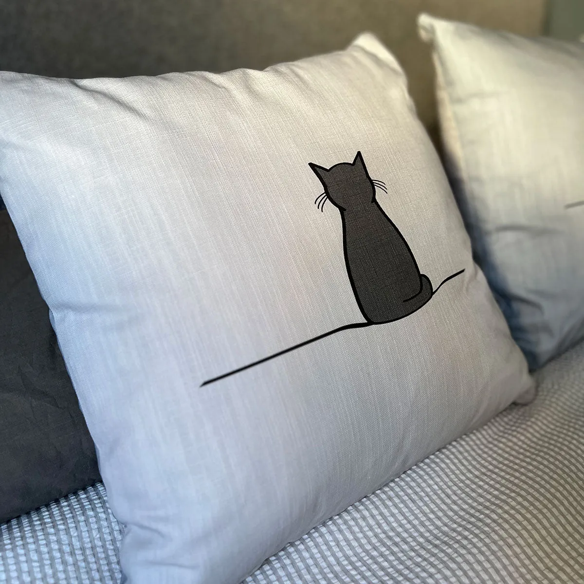Cat Cushion with Sitting Cat and Sleeping Cat