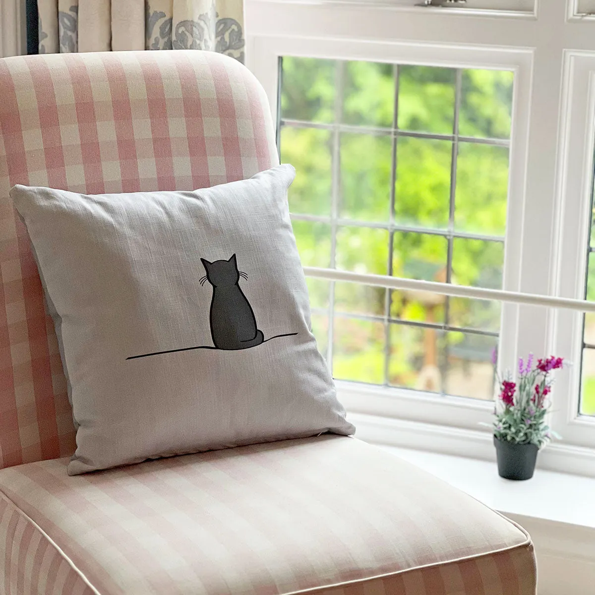 Cat Cushion with Sitting Cat and Sleeping Cat