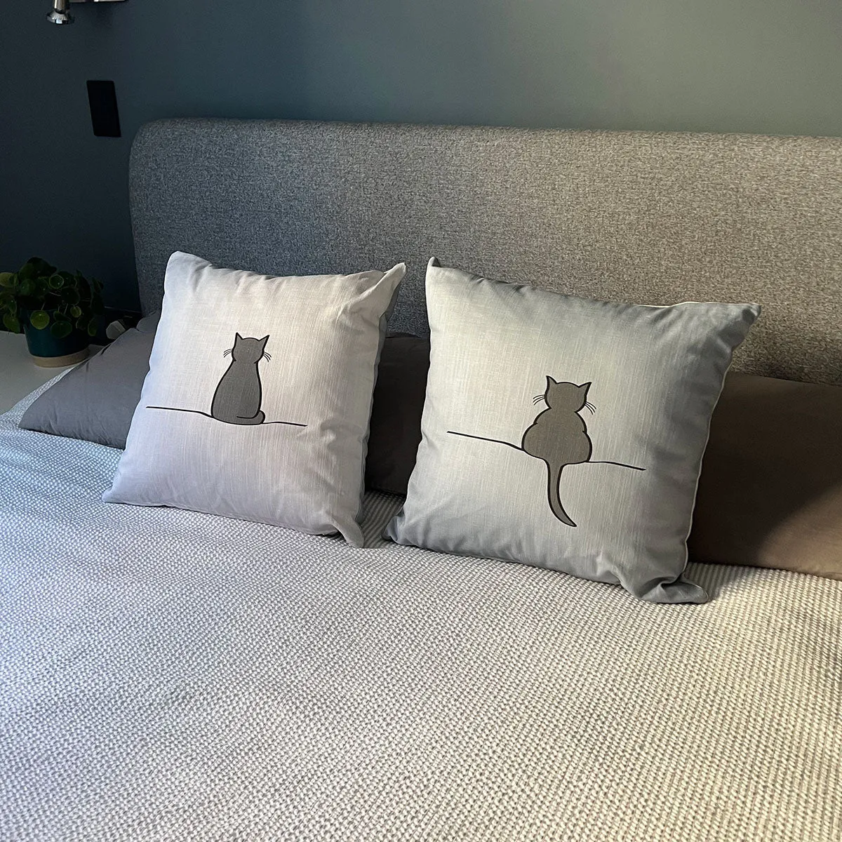 Cat Cushion with Sitting Cat and Sleeping Cat