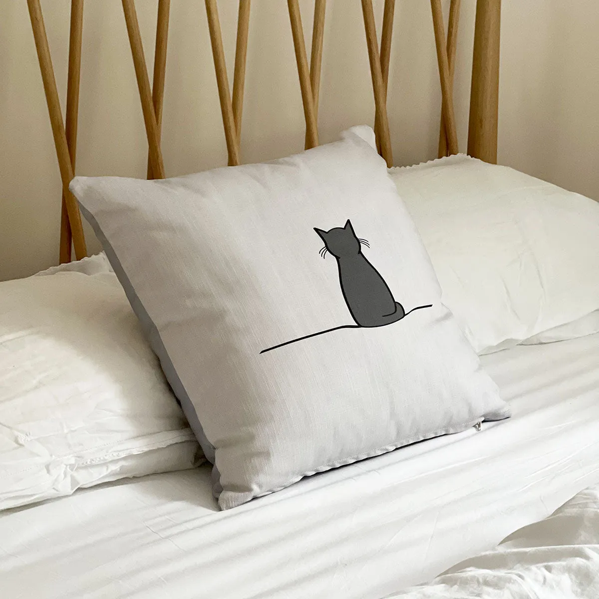 Cat Cushion with Sitting Cat and Sleeping Cat