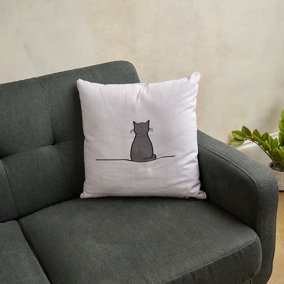 Cat Cushion with Sitting Cat and Sleeping Cat