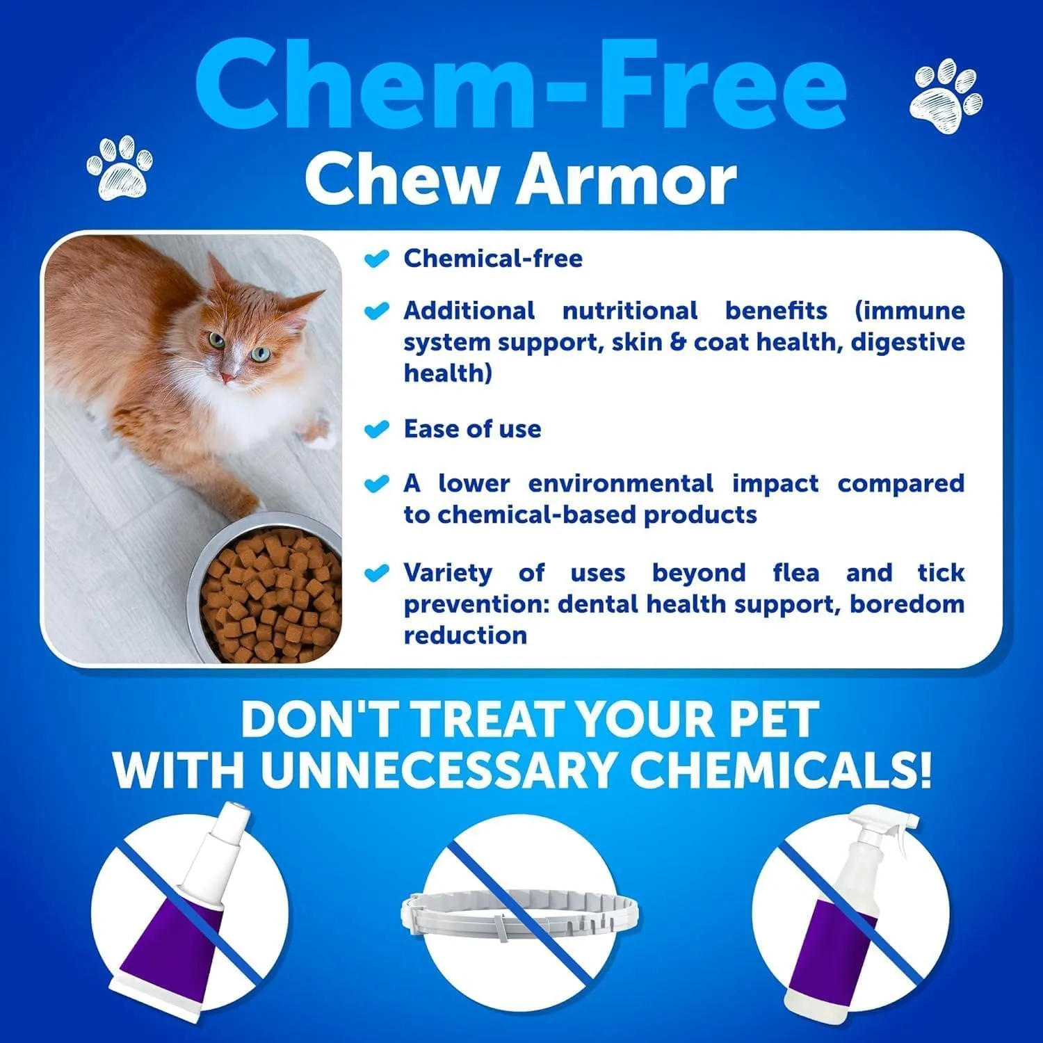 Cat Flea Treatment - Natural Flea and Tick Prevention Supplement for Large & Smal Cats - Immune Support Chews with Vitamins - Pest Defense Oral Pills - Farmhouse Chicken 135 Soft Chews