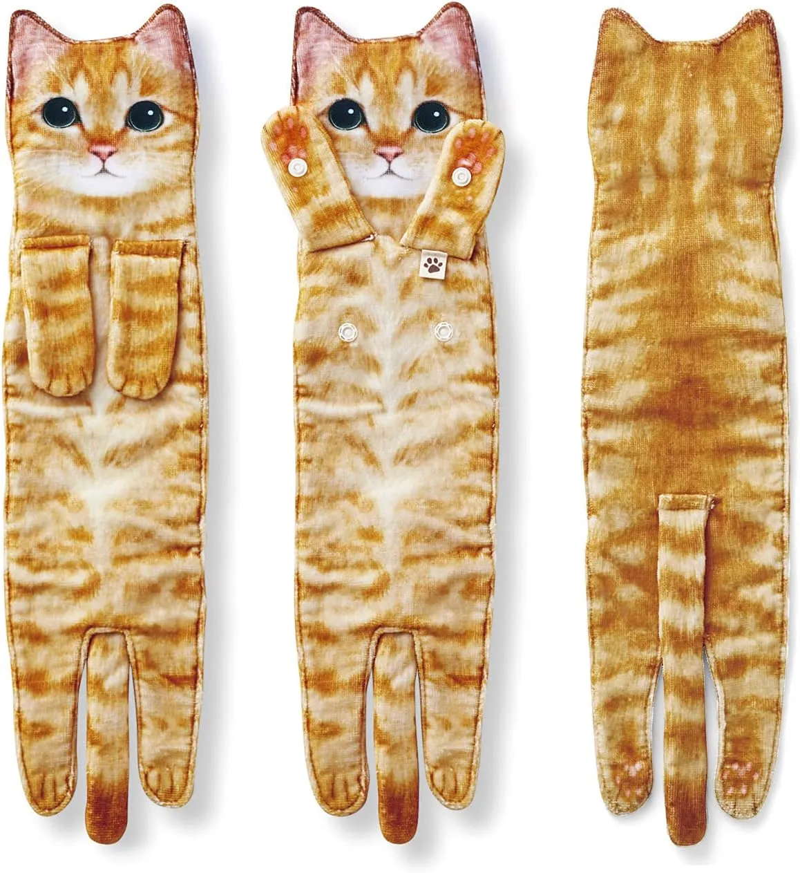Cat Funny Hand Towels for Bathroom Kitchen - Cute Decorative Cat Decor Hanging Washcloths Face Towels Super Absorbent Soft - Housewarming Birthday Christmas Fun Gifts for Women Cat Lovers - Orange