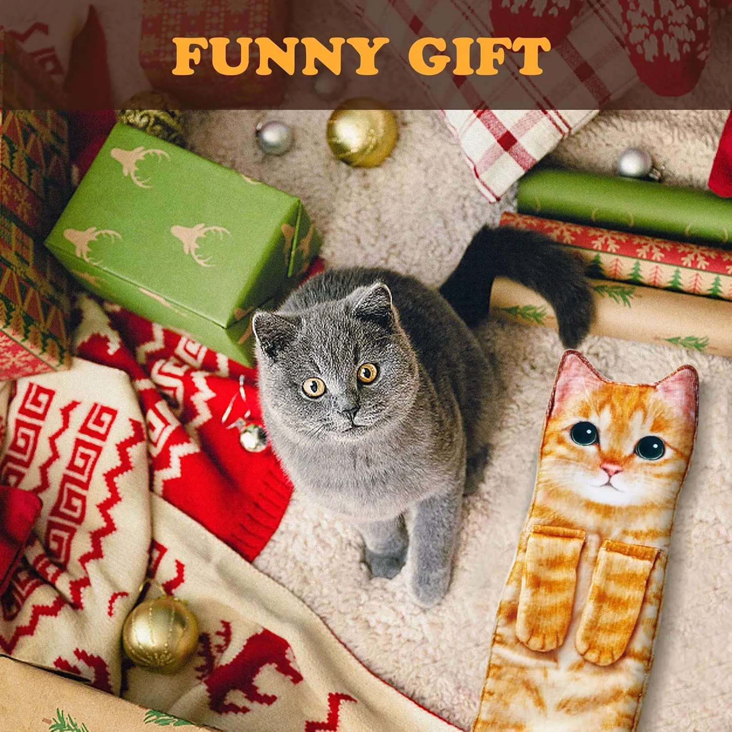 Cat Funny Hand Towels for Bathroom Kitchen - Cute Decorative Cat Decor Hanging Washcloths Face Towels Super Absorbent Soft - Housewarming Birthday Christmas Fun Gifts for Women Cat Lovers - Orange