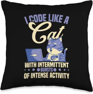 Cat-Like Coding - Embrace the Programmer's Flow Throw Pillow