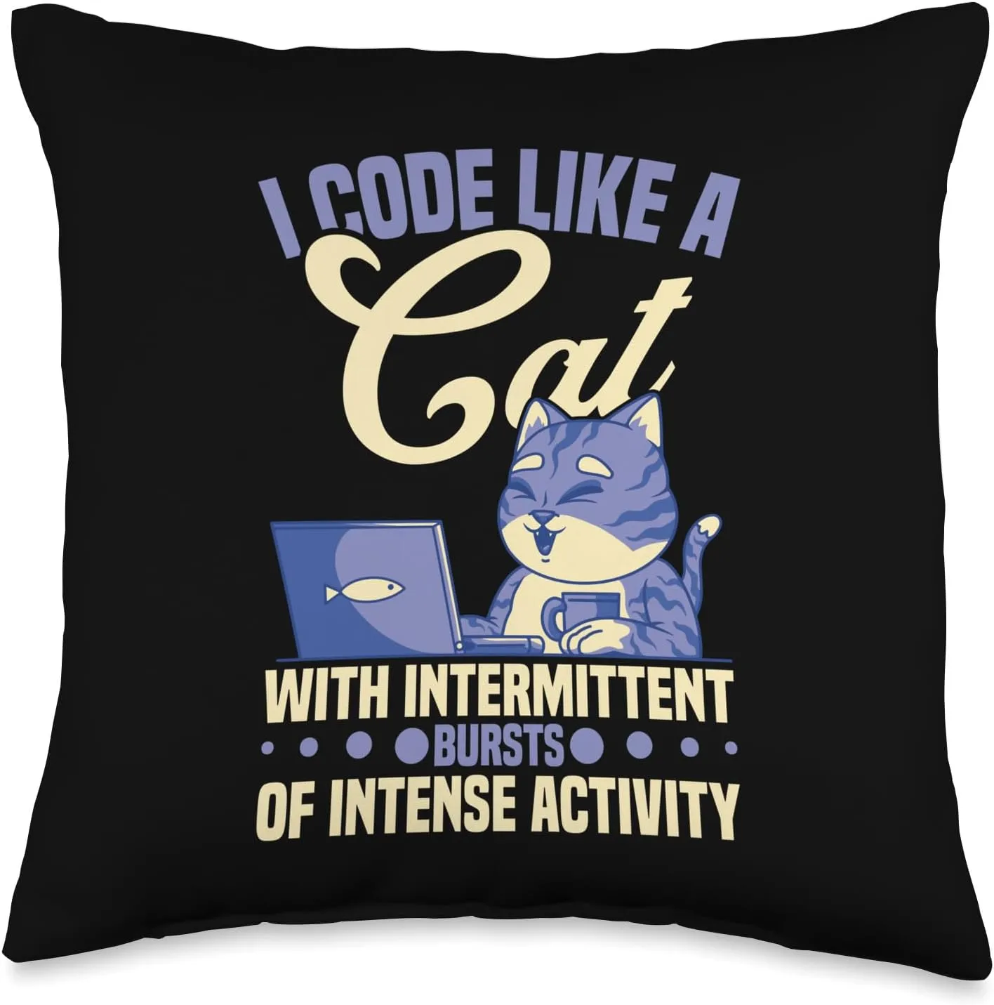 Cat-Like Coding - Embrace the Programmer's Flow Throw Pillow