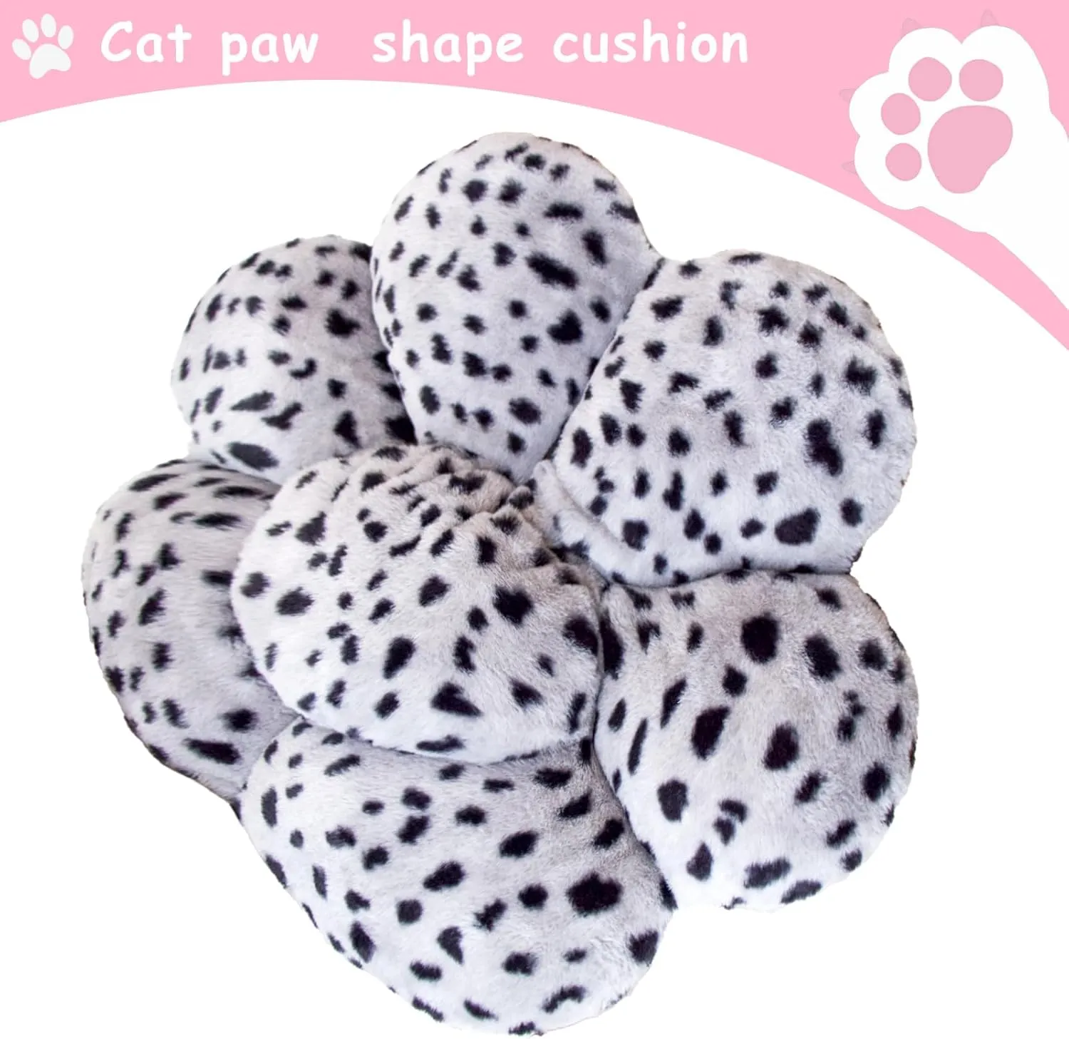 Cat Paw Cushion Kawaii Office Desk Chair Cushion Comfy Plush Cat Paw Shape Gaming Chair Cushion Bear Cute Seat Cushion for Girl, Kawaii Room Bedroom Decorate (Gray-Black Flecks)