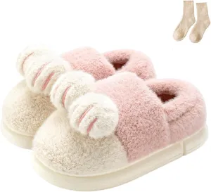 Cat Paw Slippers, 3D Cute Cartoon Cat Paw Slippers for Women, Winter Cozy Warm Furry Home Slides