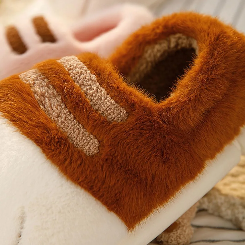 Cat Paw Slippers, 3D Cute Cartoon Cat Paw Slippers for Women, Winter Cozy Warm Furry Home Slides