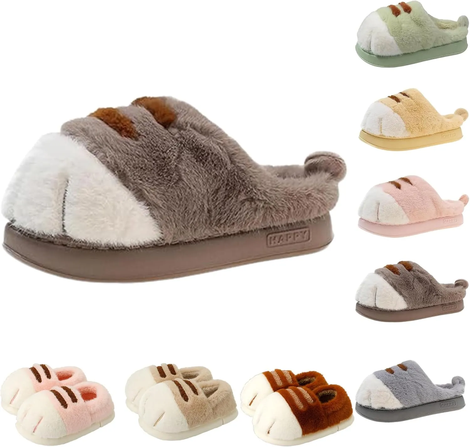 Cat Paw Slippers, Cat's Paw Slippers Winter Warm Furry Bedroom House Shoes, Funny Cat Paw Shoes for Indoor