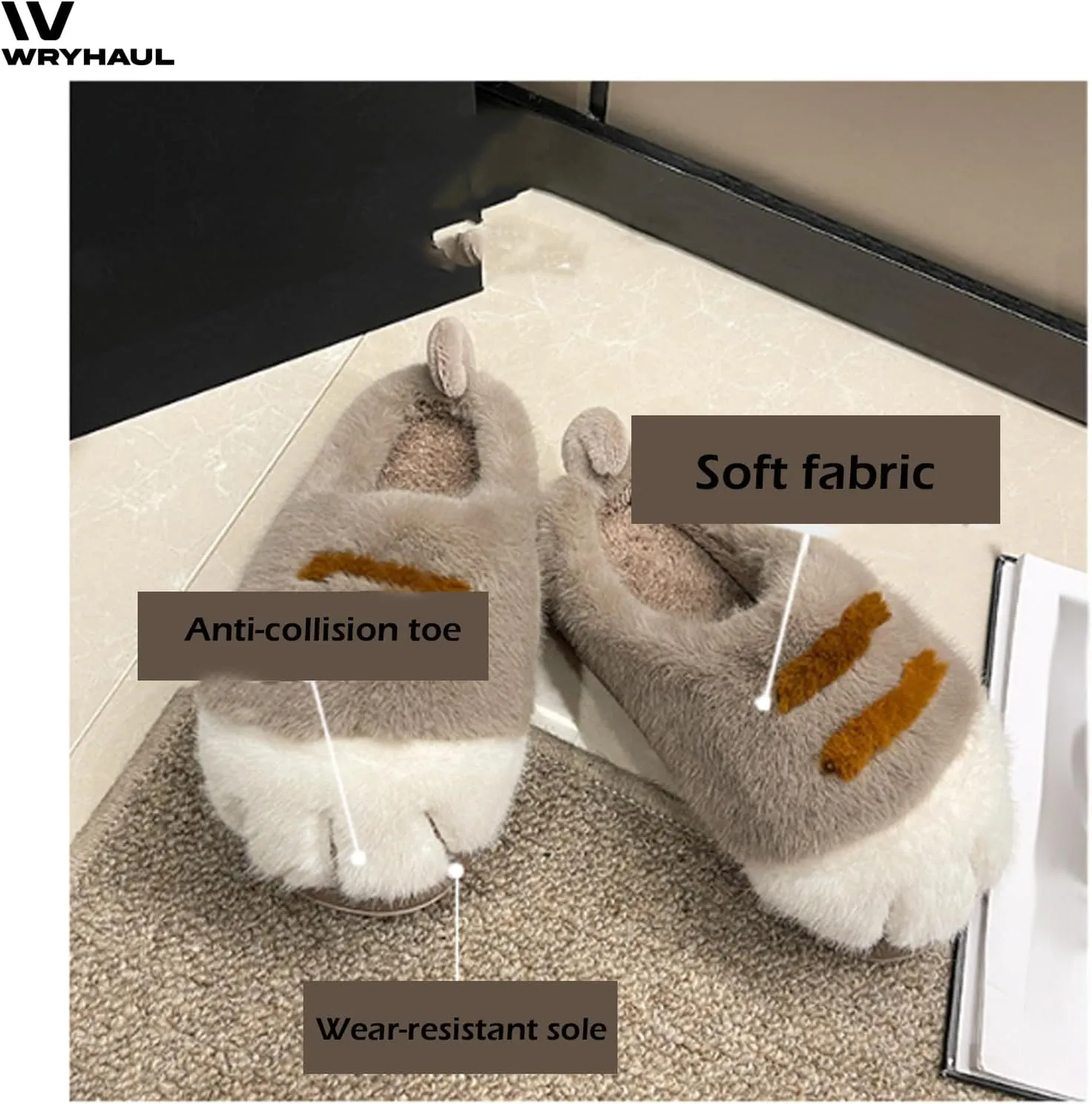 Cat Paw Slippers for Women, Cat Foot Slippers, Cat Slippers Cute Funny 3D Cat Paw Cartoon Slippers, Winter House Shoes