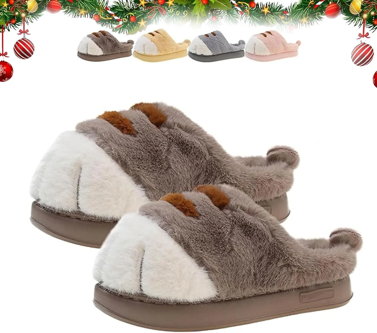 Cat Paw Slippers for Women, Cat Foot Slippers, Cat Slippers Cute Funny 3D Cat Paw Cartoon Slippers, Winter House Shoes