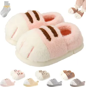 Cat Paw Slippers for Women,Cat Feet Slippers,Cat Foot Slippers,Indoor Outdoor Cute Funny Warm Cozy Fuzzy Winter House Shoes (Pink-B,38-39)