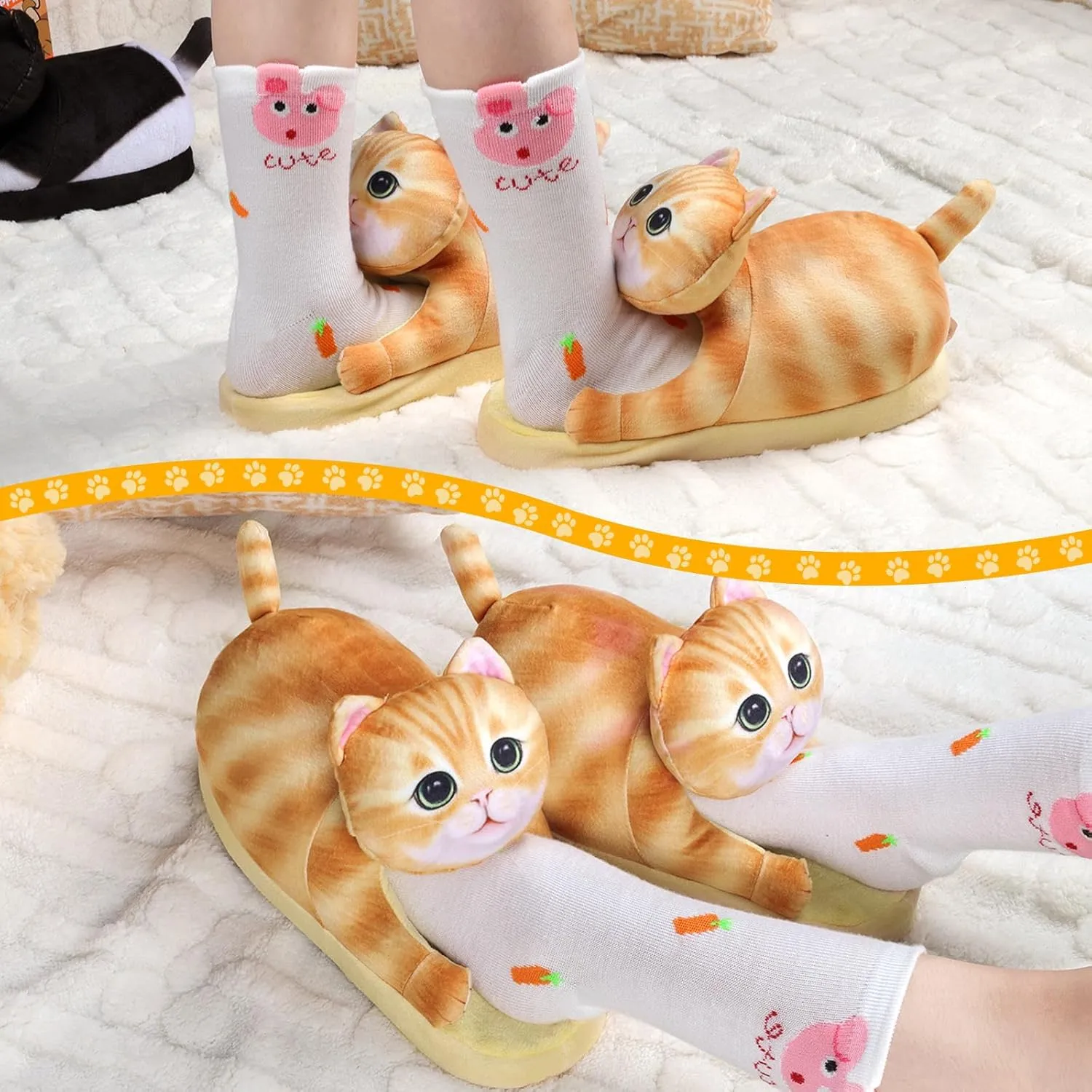 Cat Slippers for Kids, Indoor House Slippers,Non-slip Sole, Cute slippers with Cat, Cat Gifts for Girls Boys/Christmas/Halloween Gifts