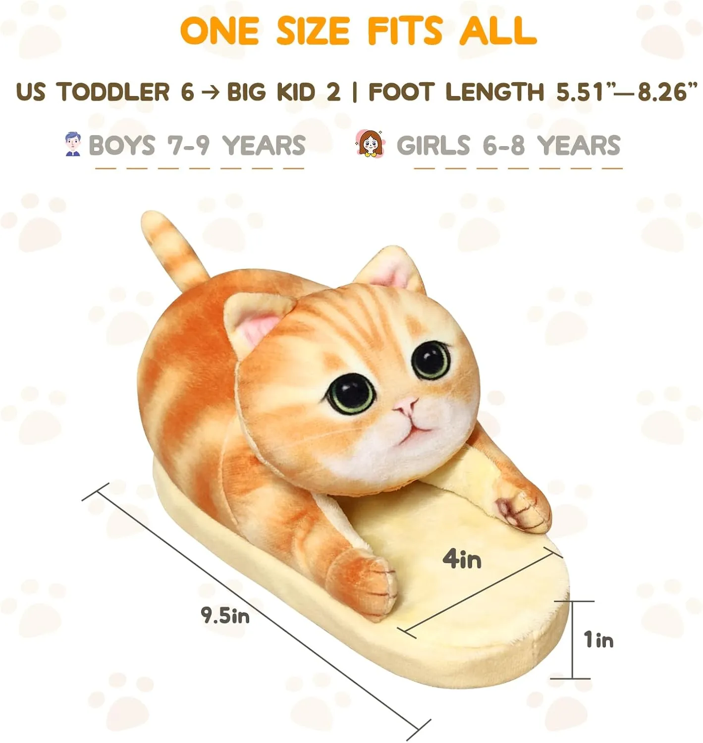 Cat Slippers for Kids, Indoor House Slippers,Non-slip Sole, Cute slippers with Cat, Cat Gifts for Girls Boys/Christmas/Halloween Gifts