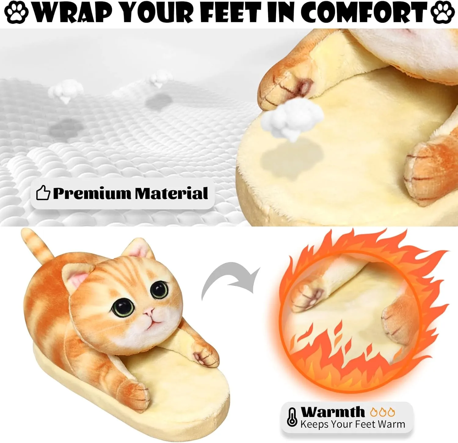 Cat Slippers for Kids, Indoor House Slippers,Non-slip Sole, Cute slippers with Cat, Cat Gifts for Girls Boys/Christmas/Halloween Gifts