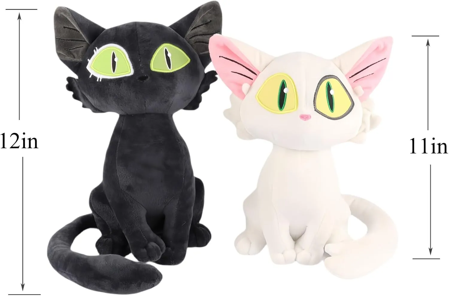 Cat Stuffed Animal - Cute Cat Plush – 12in Black and White Kitty Plushies for Girls, Kids & Kitten Lovers – 2 Pack Soft Stuffed Animals