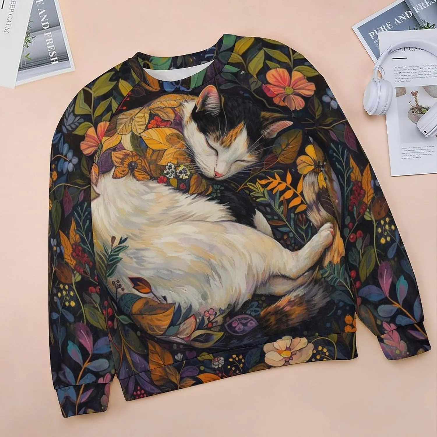 Cat Sweatshirts for Women Cute Cat Sweater Graphic Crewneck Sweatshirts Oversized Novelty Funny Sweatshirts Sweater