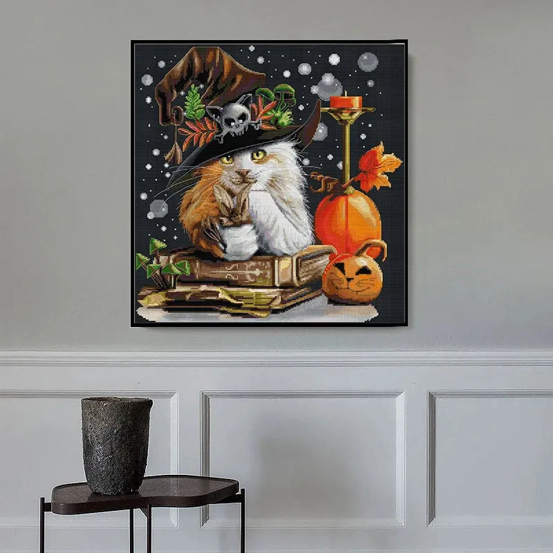 Cat Wizard DIY Halloween Pattern 11CT Cross Stitch Kits