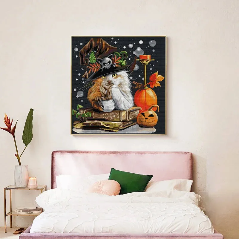 Cat Wizard DIY Halloween Pattern 11CT Cross Stitch Kits