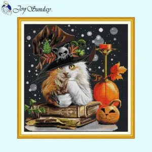 Cat Wizard DIY Halloween Pattern 11CT Cross Stitch Kits