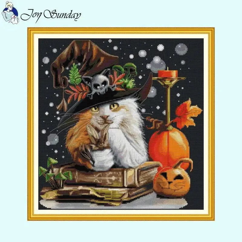 Cat Wizard DIY Halloween Pattern 11CT Cross Stitch Kits