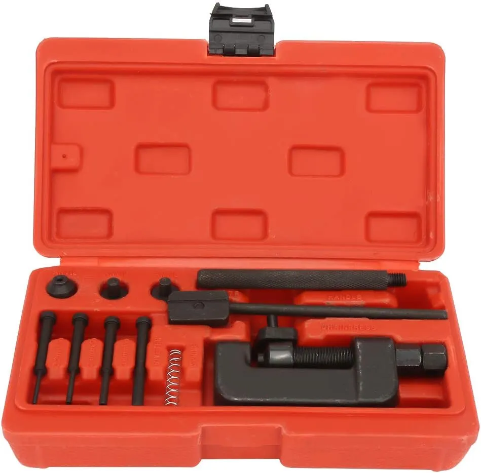 Chain Breaker, Universal Multiple Sizes Motorcycle Tool Kit Compact Chain Tool for Splitting, Repairing, and Joining Motorcycle Drive Chains