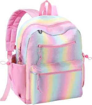 Chase Chic Toddler Backpacks for Girls, 15 Inch Preschool Kindergarten Backpack for Kids 3-8,Small Cute Toddler Bag with Chest Strap for Daycare Travel（Rainbow）