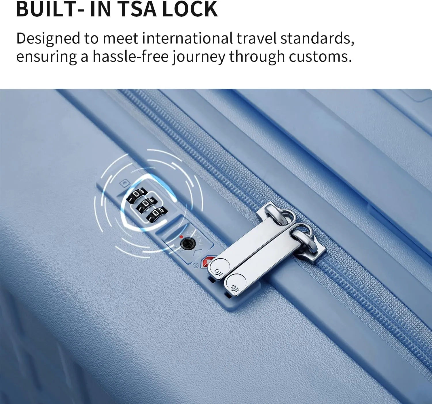 Checked 24 inch Luggage with 8 Spinner Wheels, Large Suitcase with TSA Lock, 100% Lightweight PC Hard Shell travel luggage Suitcases for Men Women, 24-Inch Checked-In, Blueberry Blue