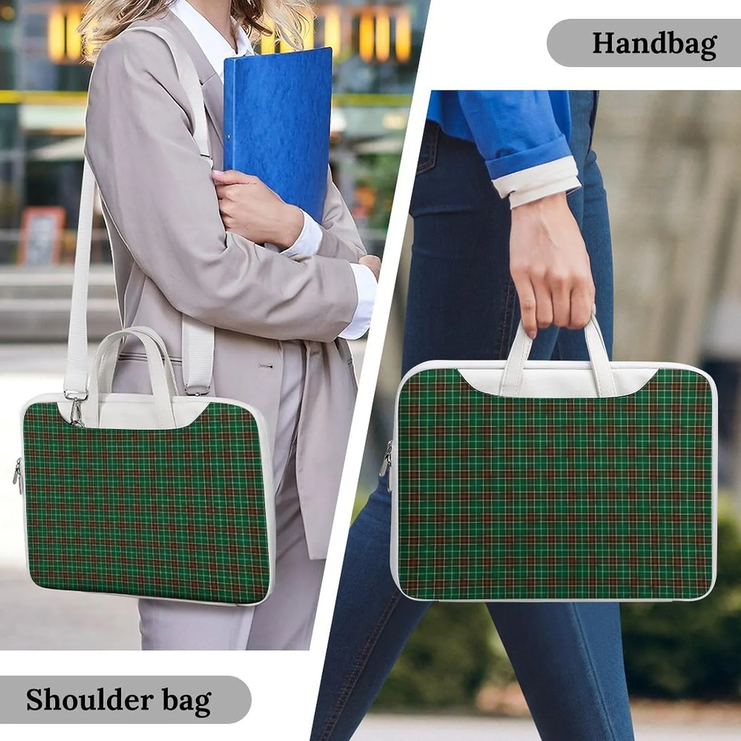Checkered Black And White Handheld Single Shoulder Crossbody Laptop Bag Unisex