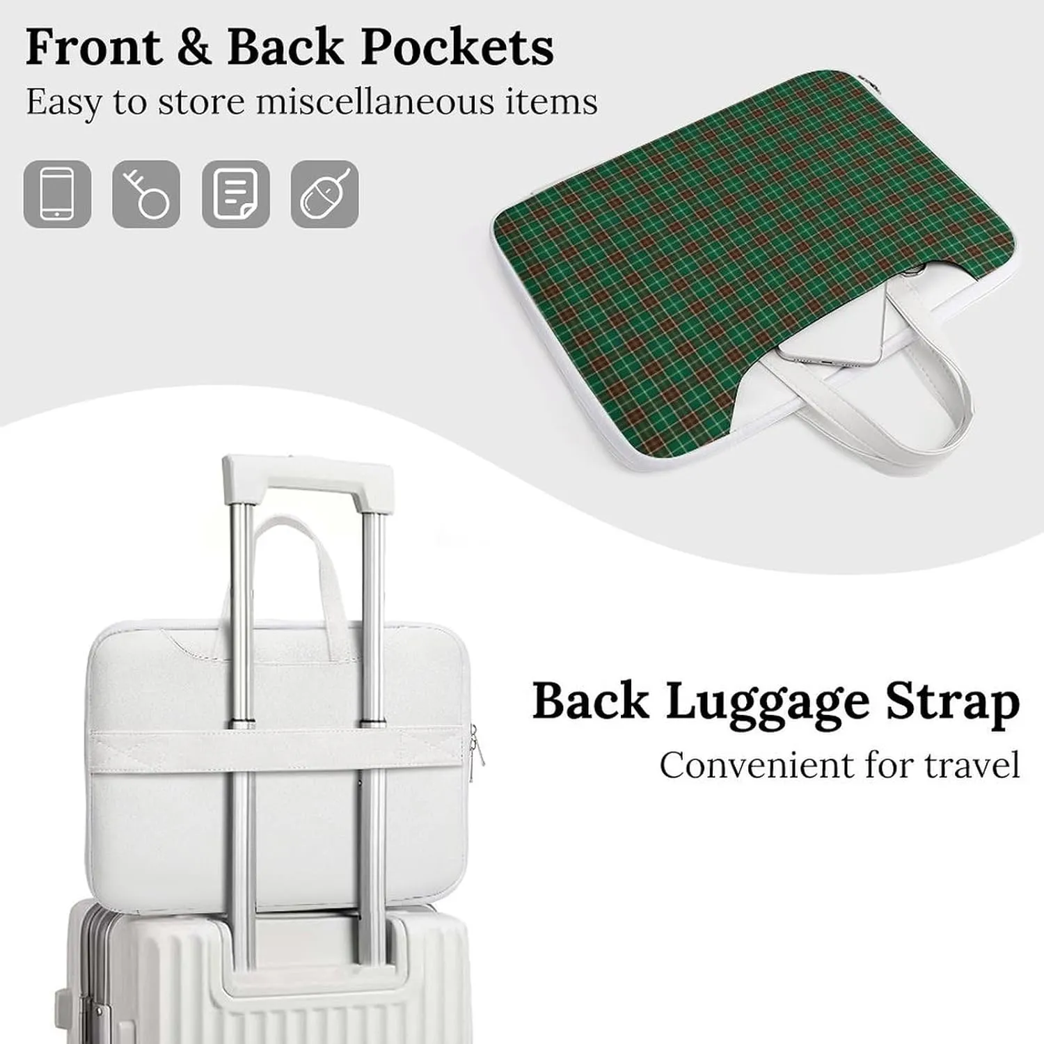 Checkered Black And White Handheld Single Shoulder Crossbody Laptop Bag Unisex
