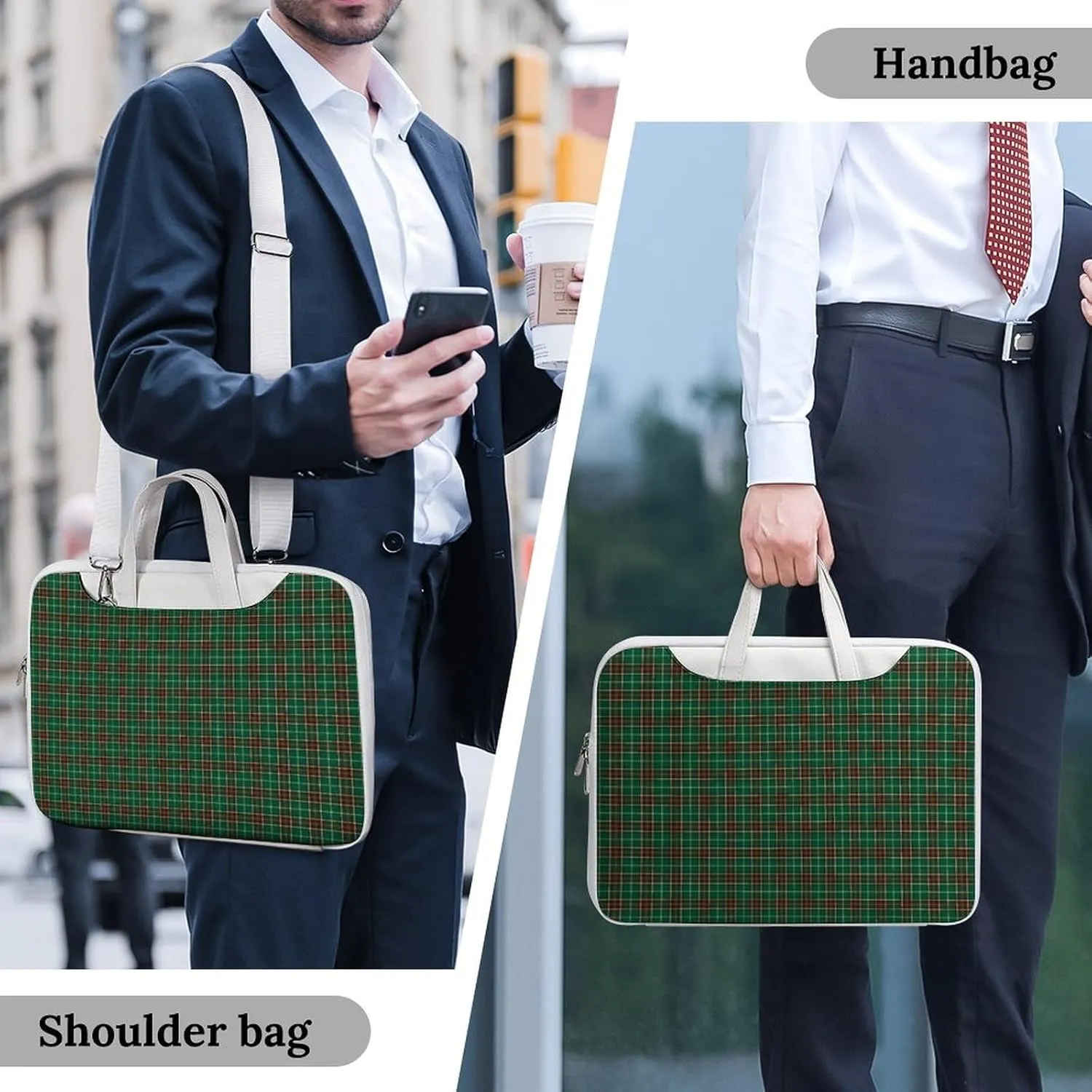 Checkered Black And White Handheld Single Shoulder Crossbody Laptop Bag Unisex