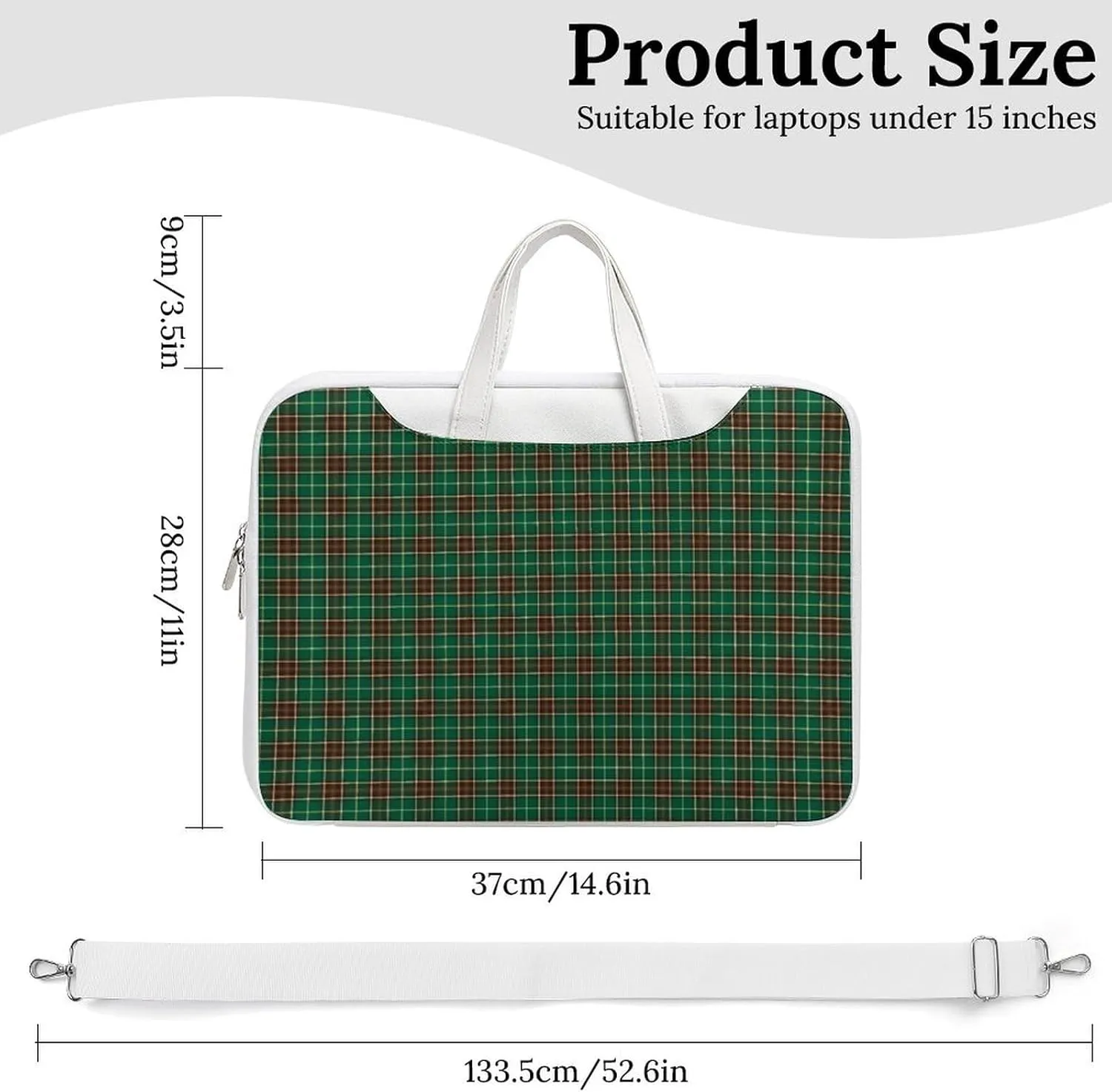 Checkered Black And White Handheld Single Shoulder Crossbody Laptop Bag Unisex